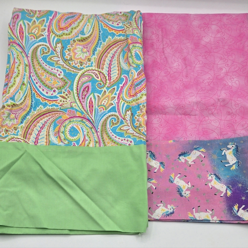 Handmade Pillow Cases Pink & Unicorns And Paisely Print